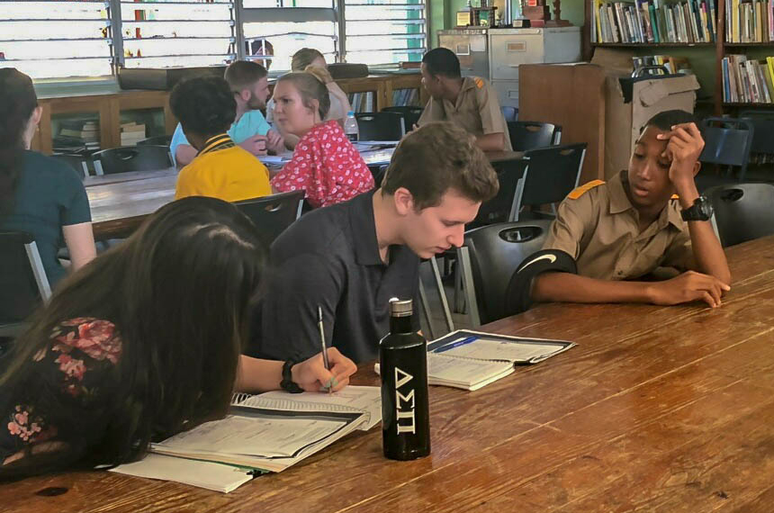 RWU students with Jamaican students