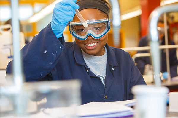 A student doing research in a Biology lab