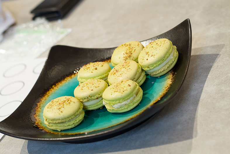 Wasabi infused macarons.