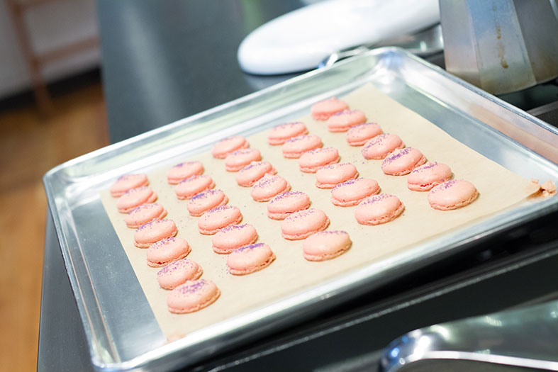 Macaron tops fresh out the oven.