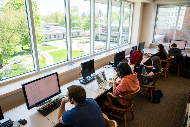 Students working on computer.