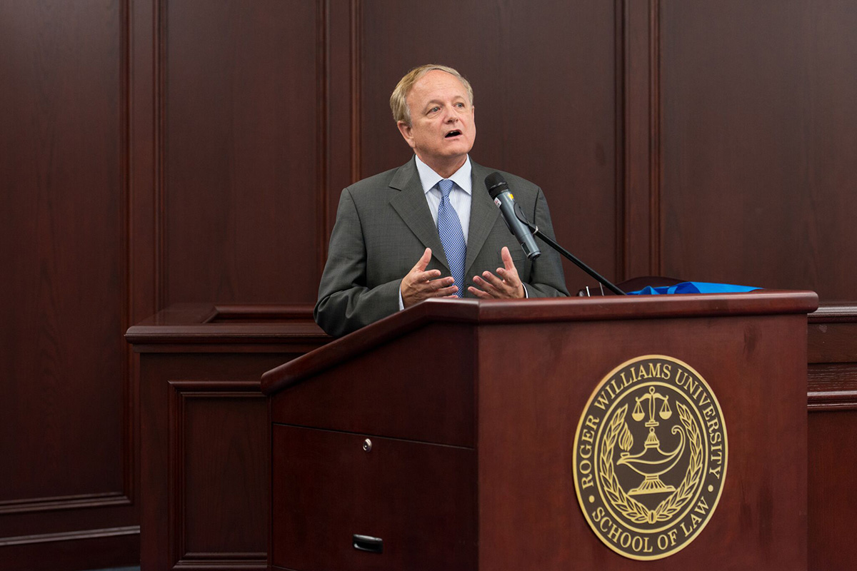 Judge Jeffrey Howard speaks at dedication ceremony