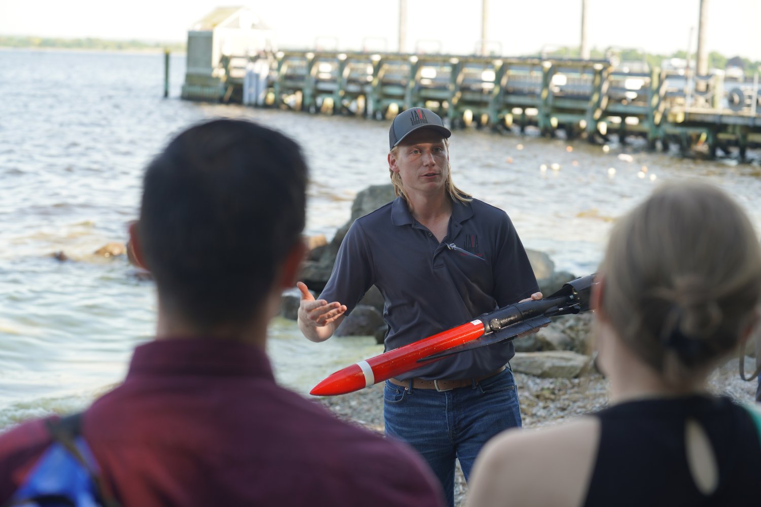 Michael Rock of Jaia Robotics demonstrates the company’s innovative autonomous aquatic drones to conference attendees in a live demonstration.