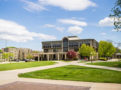 The exterior of the Gabelli School of Business building