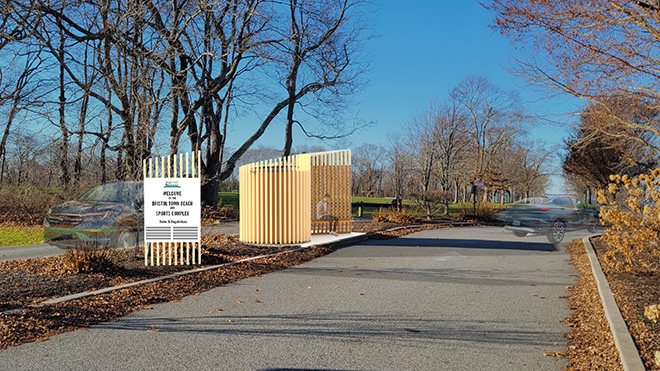 A rendering of a new gatehouse at Bristol Town Beach