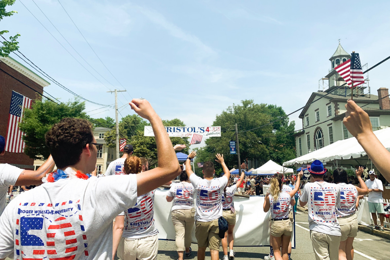 Students in the parade celebrating 50 years of class on the Bristol campus. 