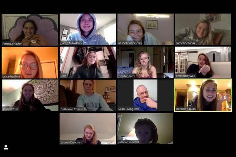 Screenshot of team Zoom video chat. 