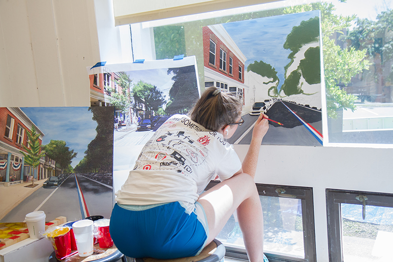 Student working on float