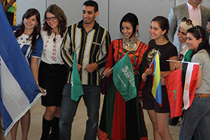 Students smiling for a photo at Global Fest