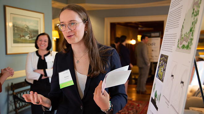 Student Avery Corcoran presents her research