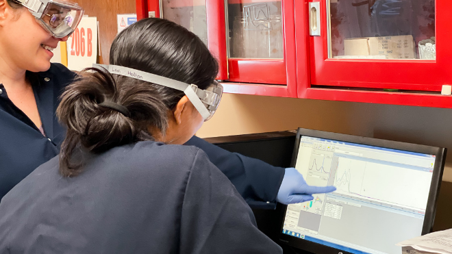 Students work on computer