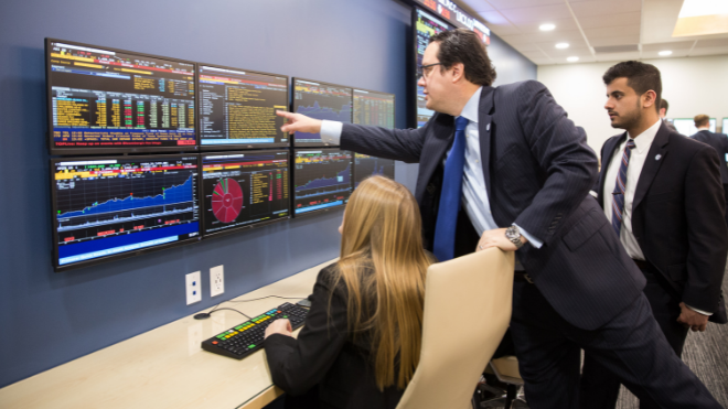 Students monitor data on computers