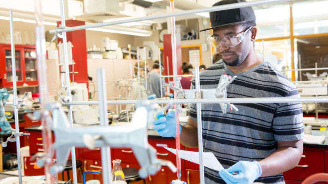 Student researching in lab