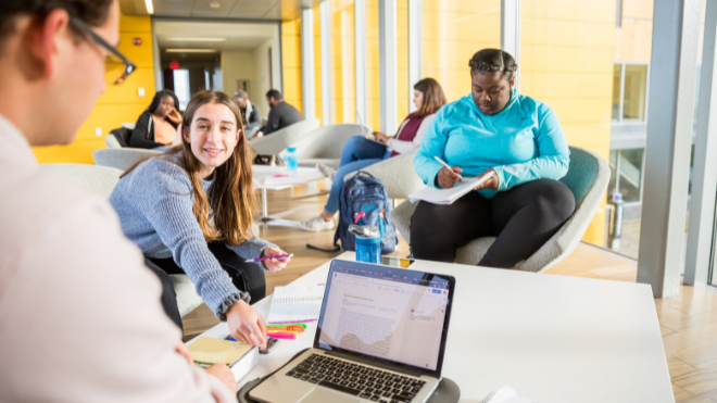 Students working