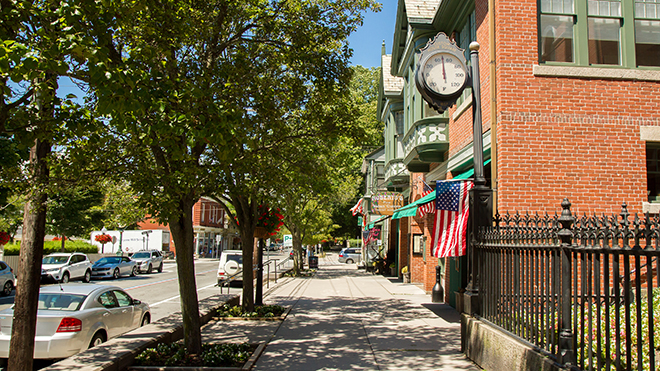 A scene of downtown Bristol, R.I. 