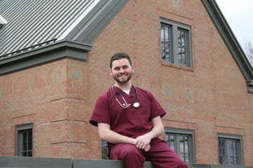 Student in medical assistant's dress.