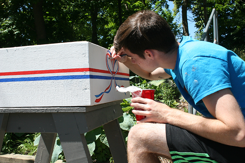Student working on float