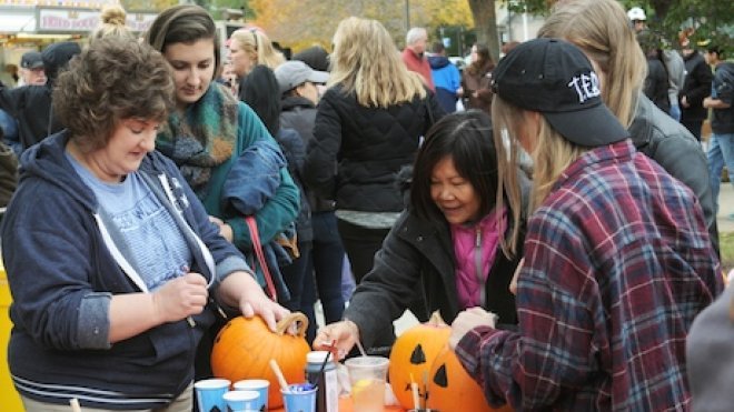 Families enjoying homecoming