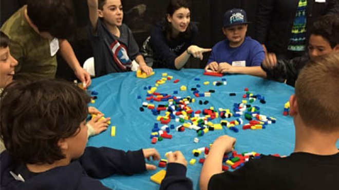 Children play with an engineering project