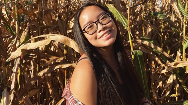 Submitted portrait of RWU Senior Julia McGettigan in a fall setting