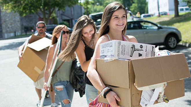 Olivia Flint moving in at RWU last year.