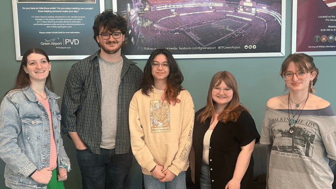 Aelan and Maya with fellow students at PCA conference.