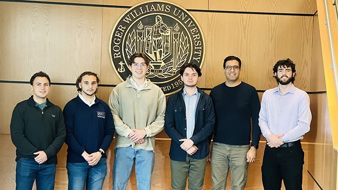 The five members of RWU's Real Estate Club team with their faculty advisor