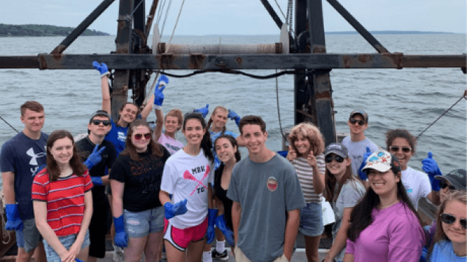 Students on boat.