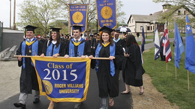 Graduates process to ceremony