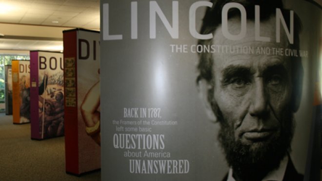 Exhibit inside library