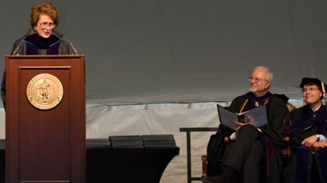 Speakers at graduation ceremony