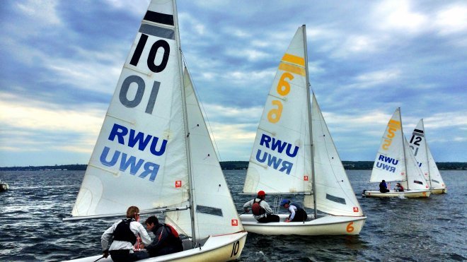 Sailing team practices.