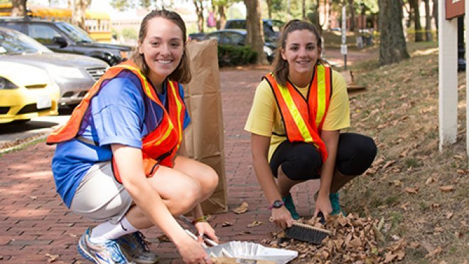 Students doing community service.