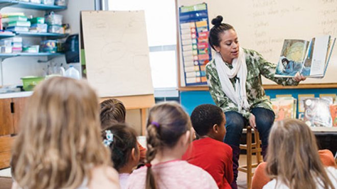 Education major conducting student teaching.