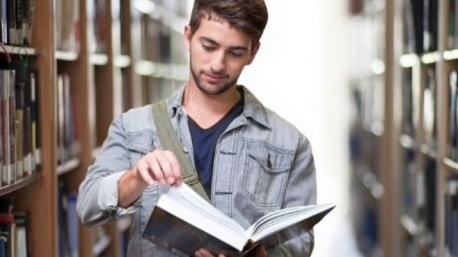 Student in Library