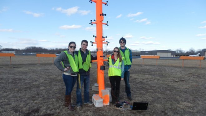 Students place their invention in the field