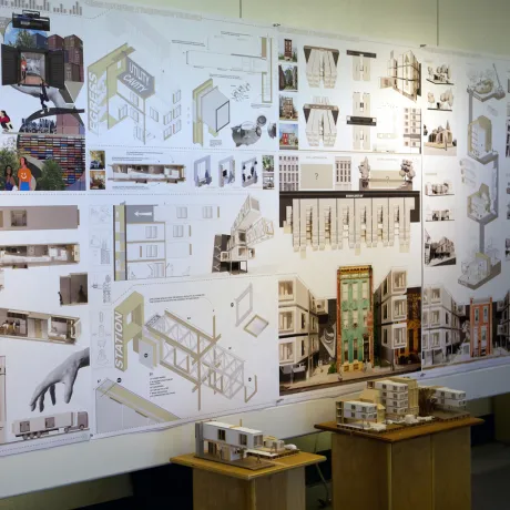 Architecture work displayed in a gallery