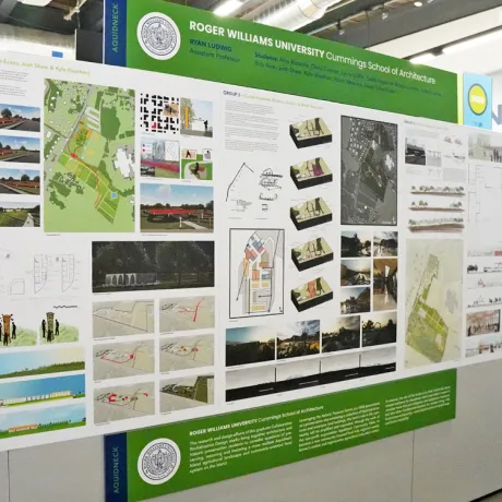 Professor Ludwig's student work on Sea Level Rise photo in an exhibition