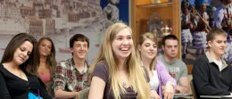 Students laughing in class.