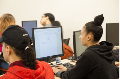 Students working at computers