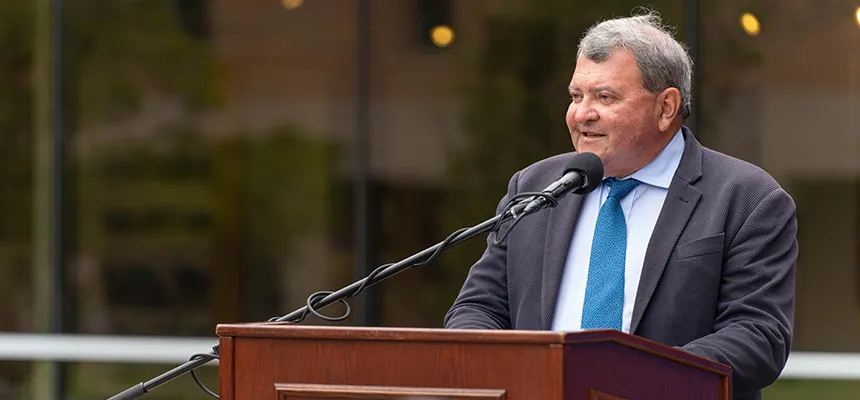 President Miaoulis speaks at a podium