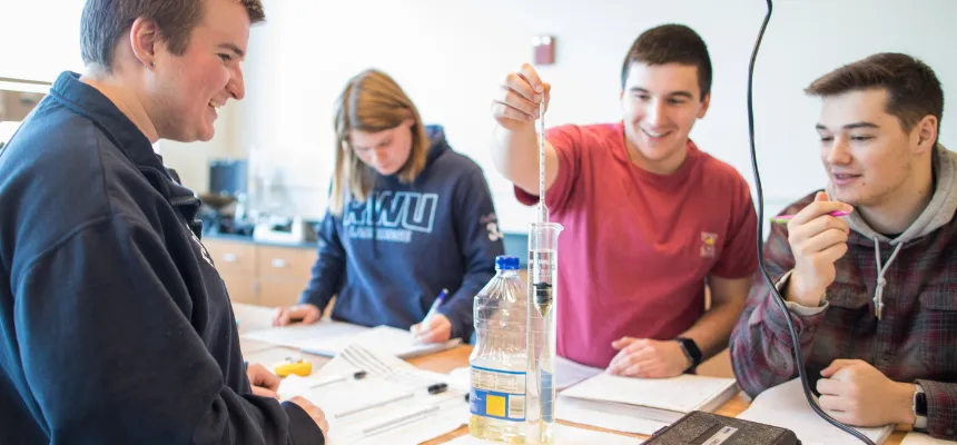 image of RWU students doing lab work