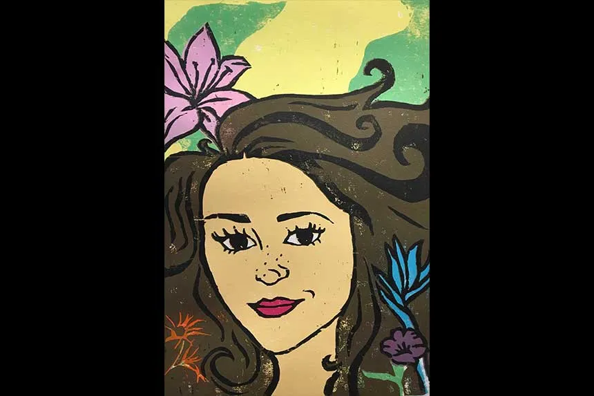 A self portrait of a woman.