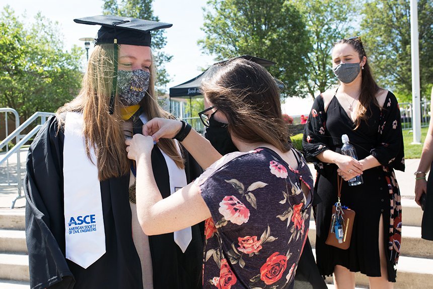 image of members of the Class of 2020 at RWU today for their Commencement Celebration and first-year Reunion