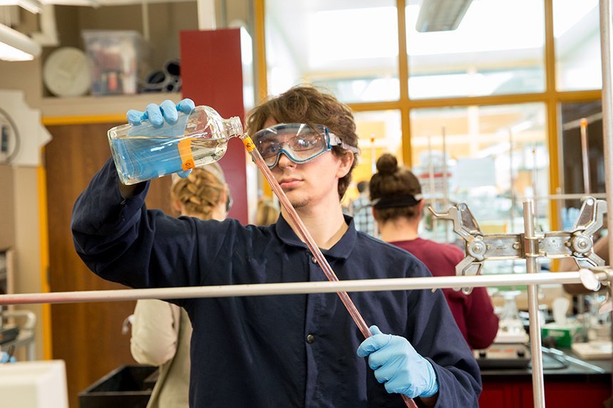 A student in the biology lab 