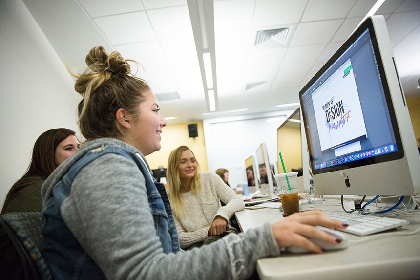 Students in the Graphic Design Lab 