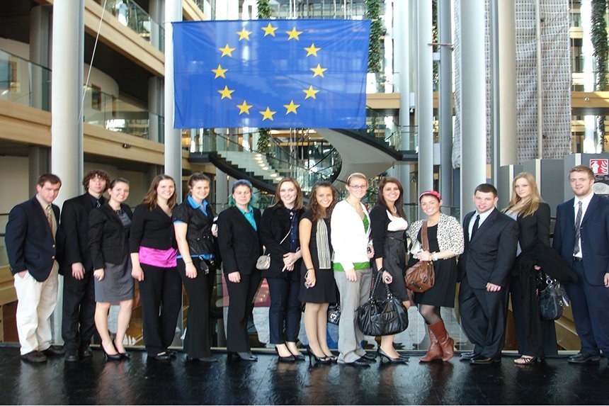 A group of students at Mercedes Benz