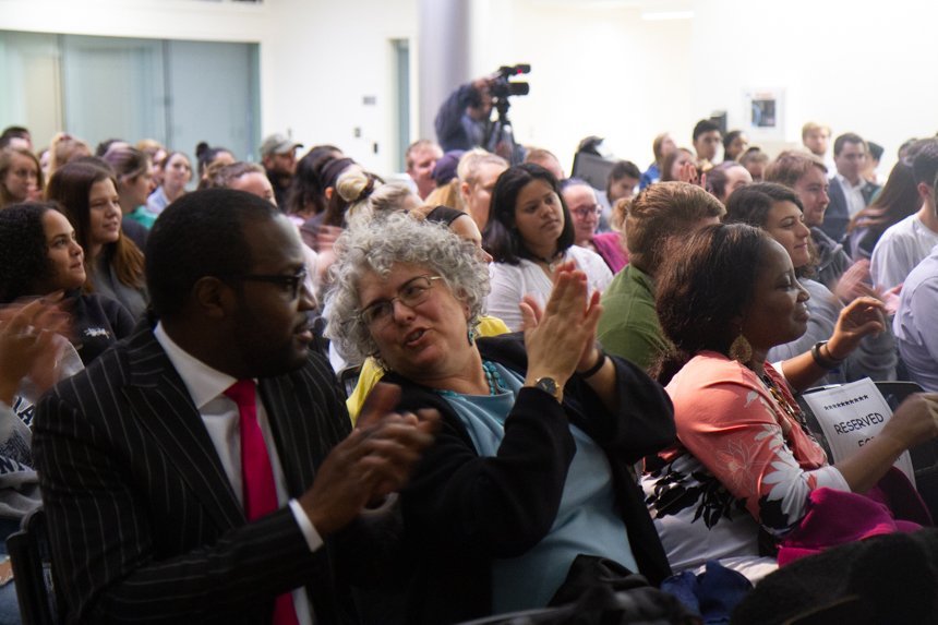 Poetry slam audience.