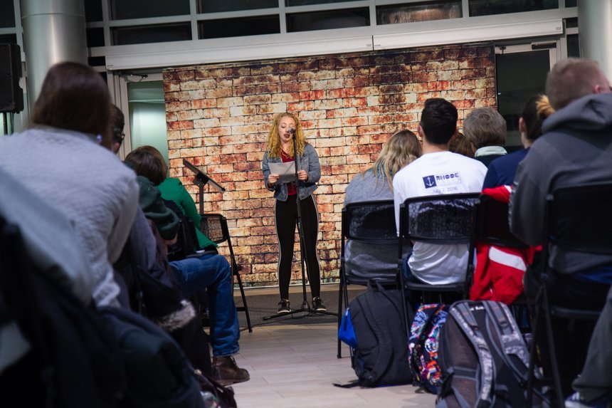 Poetry slam performance.