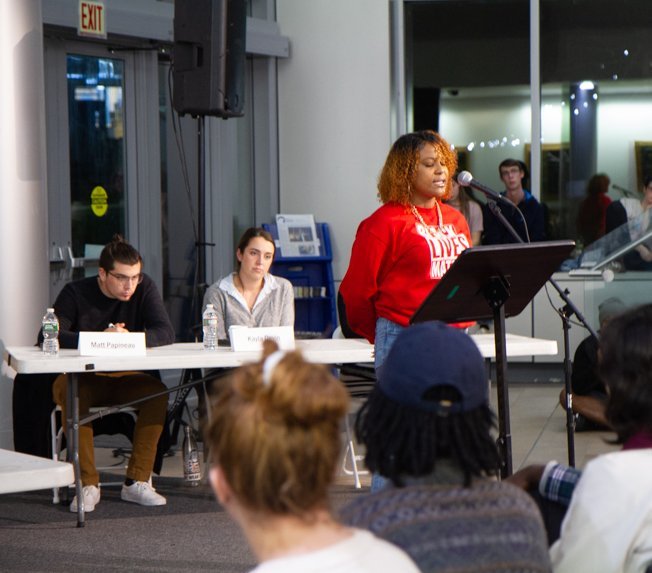 Poetry slam performance. 